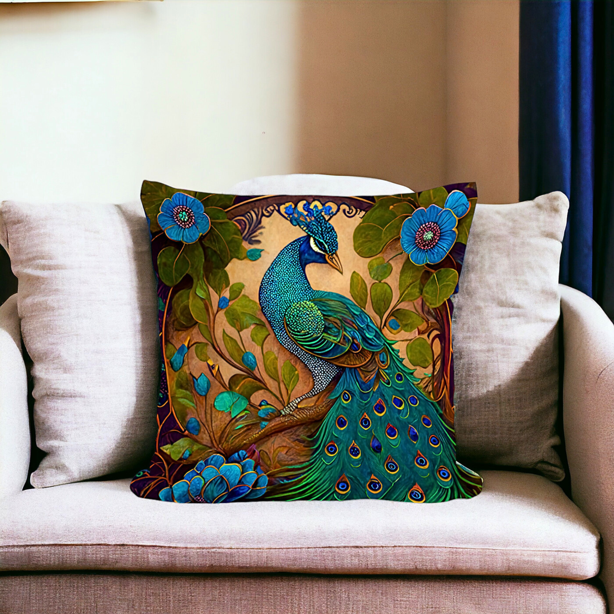 Vintage Oil Painting Peacock Cushion Covers