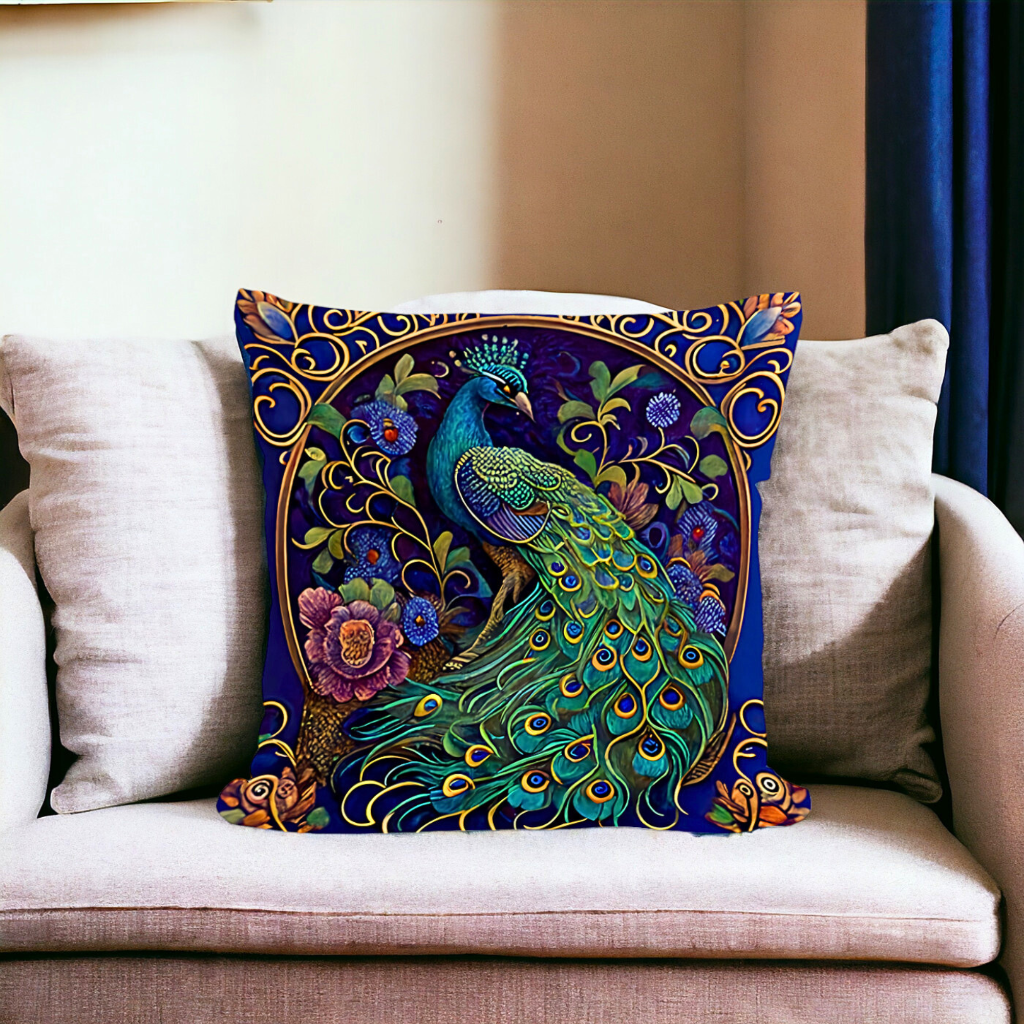 Vintage Oil Painting Peacock Cushion Covers