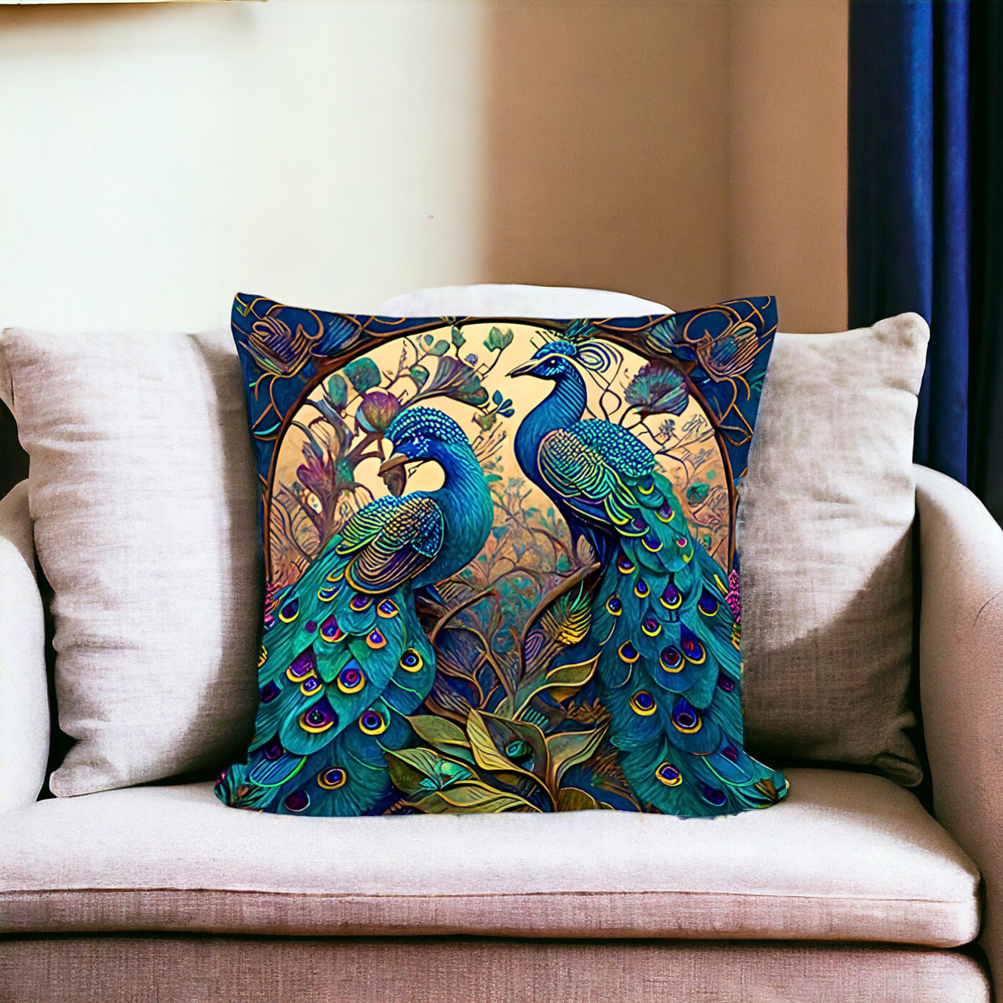 Vintage Oil Painting Peacock Cushion Covers