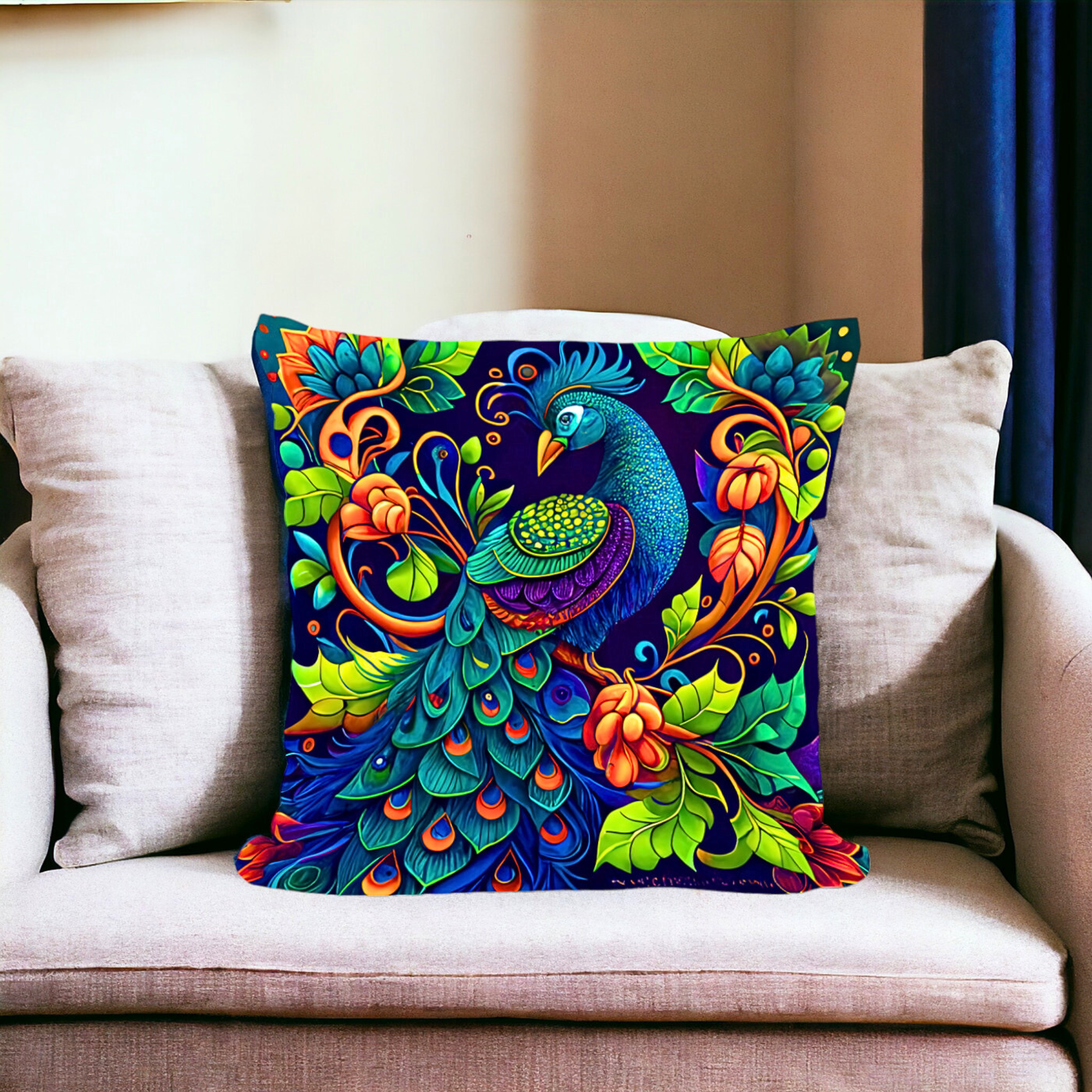 Vintage Oil Painting Peacock Cushion Covers