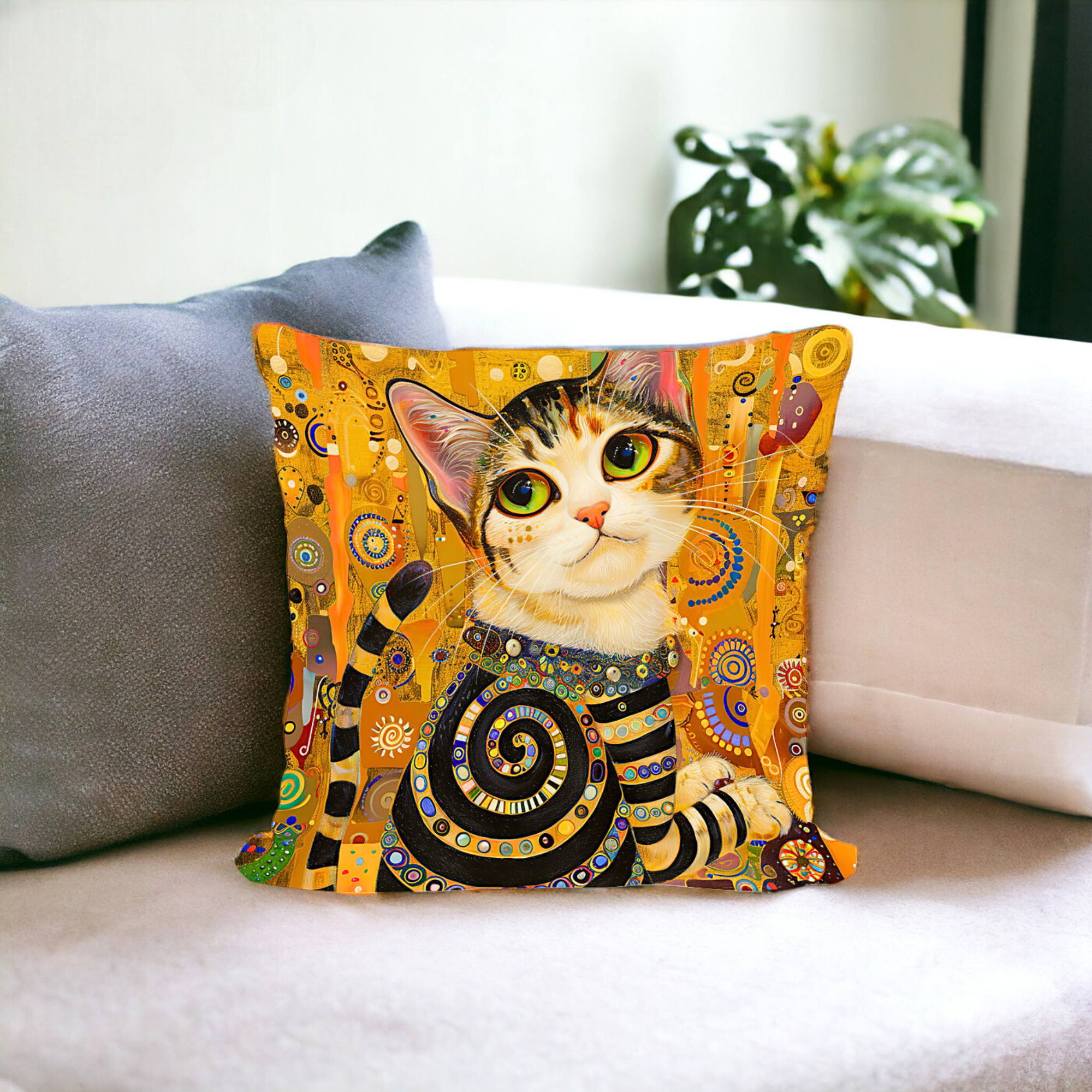 Gustav Klimt Inspired Cats Cushion Covers