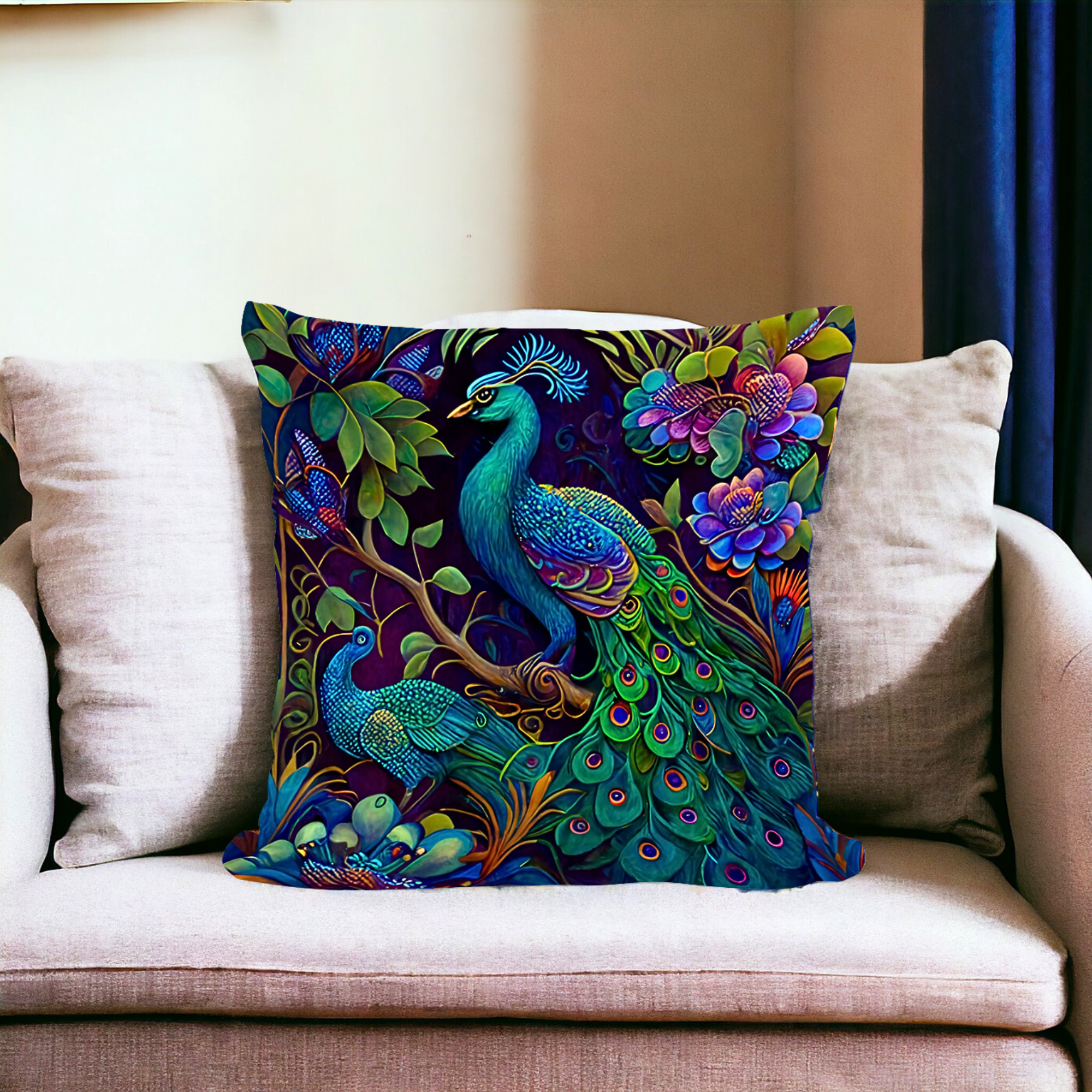 Vintage Oil Painting Peacock Cushion Covers