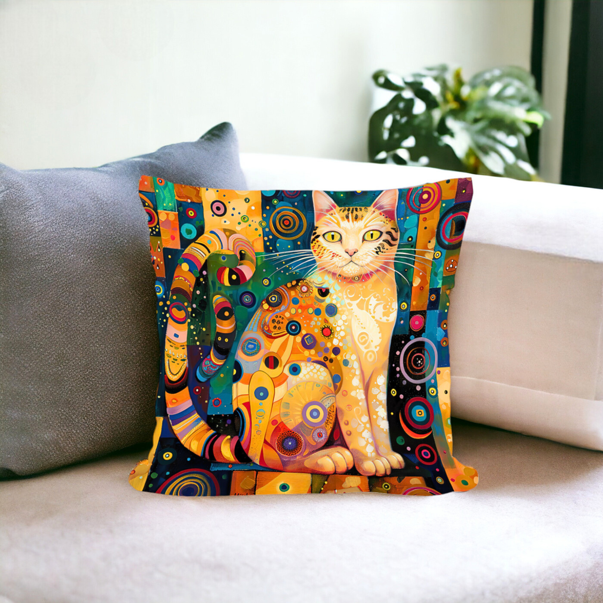 Gustav Klimt Inspired Cats Cushion Covers