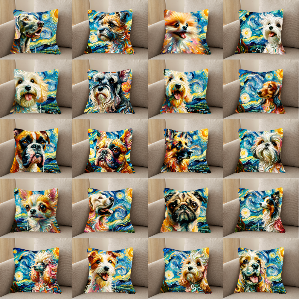 Vibrant Oil Painting Dog Cushion Covers