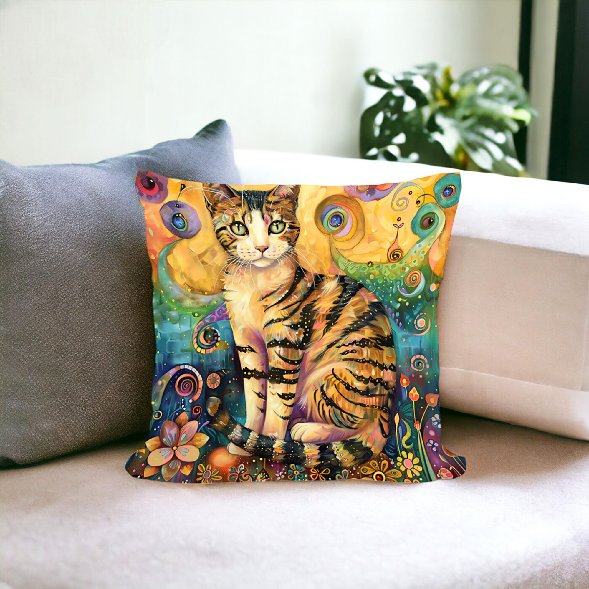 Gustav Klimt Inspired Cats Cushion Covers