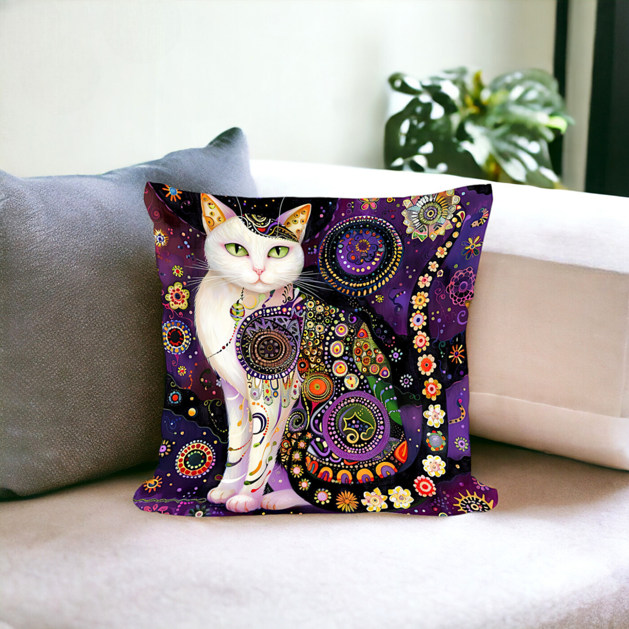 Gustav Klimt Inspired Cats Cushion Covers