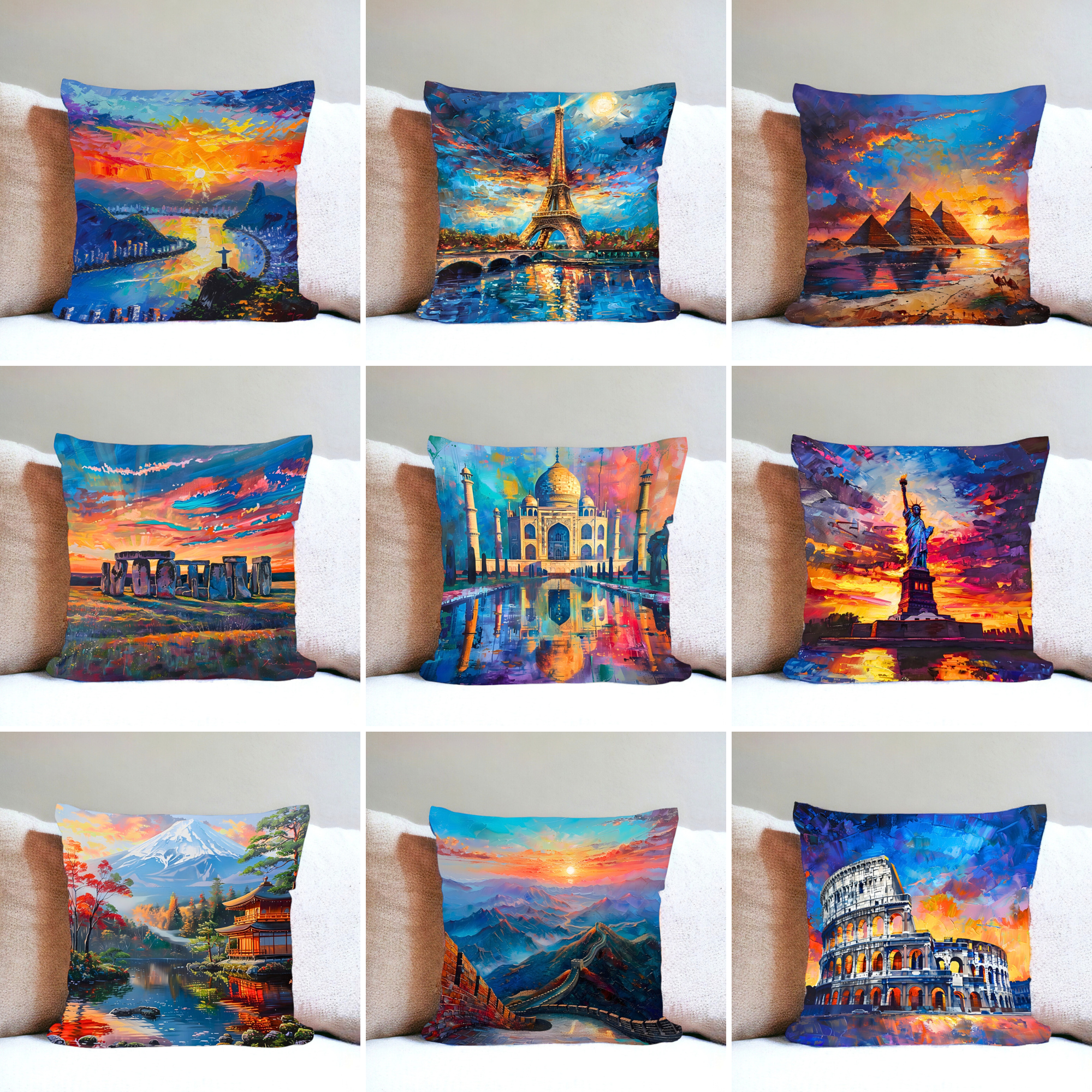 Wonders of the World Cushion Covers