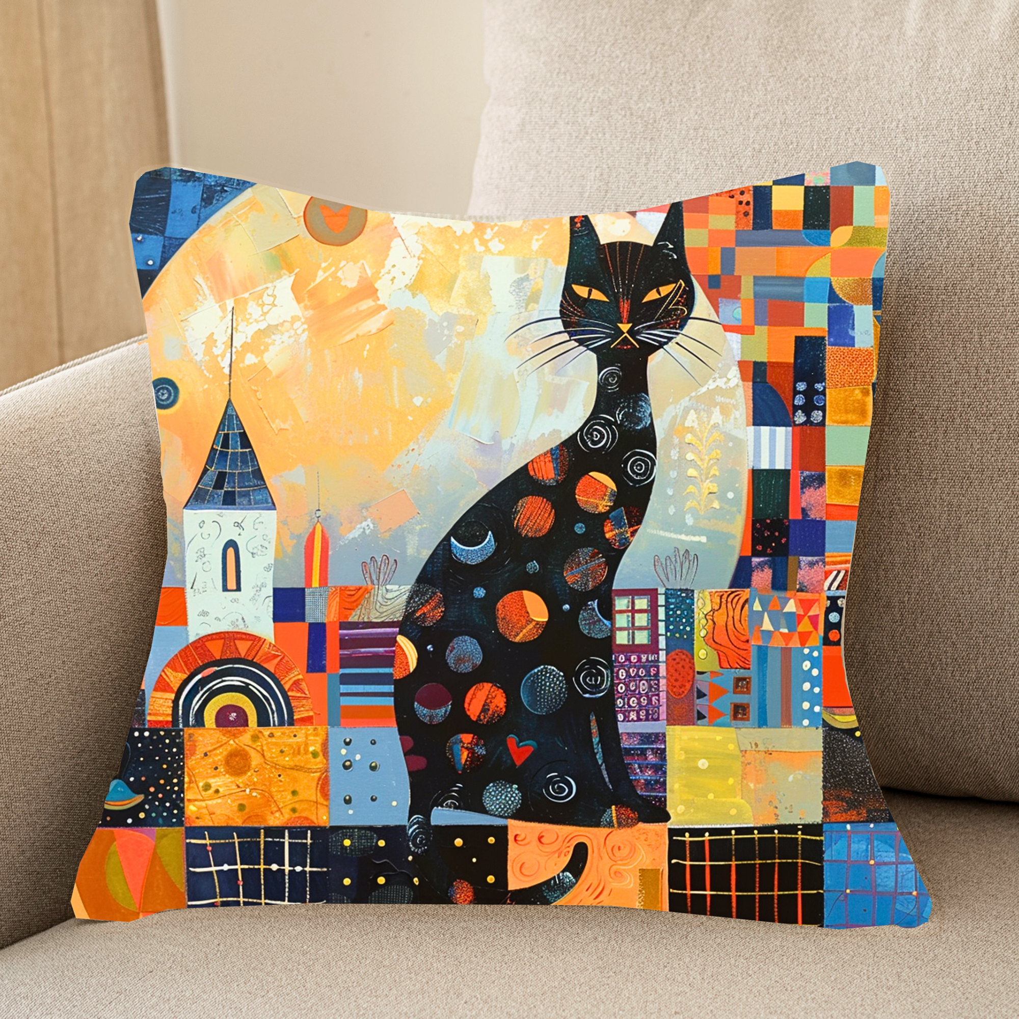 Moonlit Cat Silhouette Cushions Covers