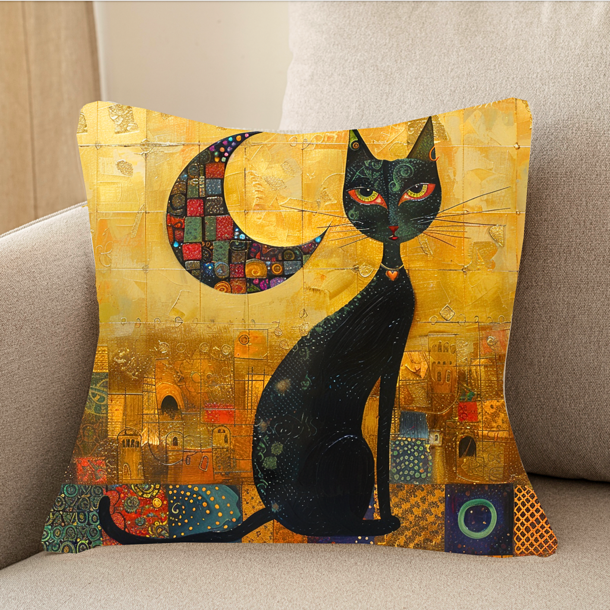 Moonlit Cat Silhouette Cushions Covers