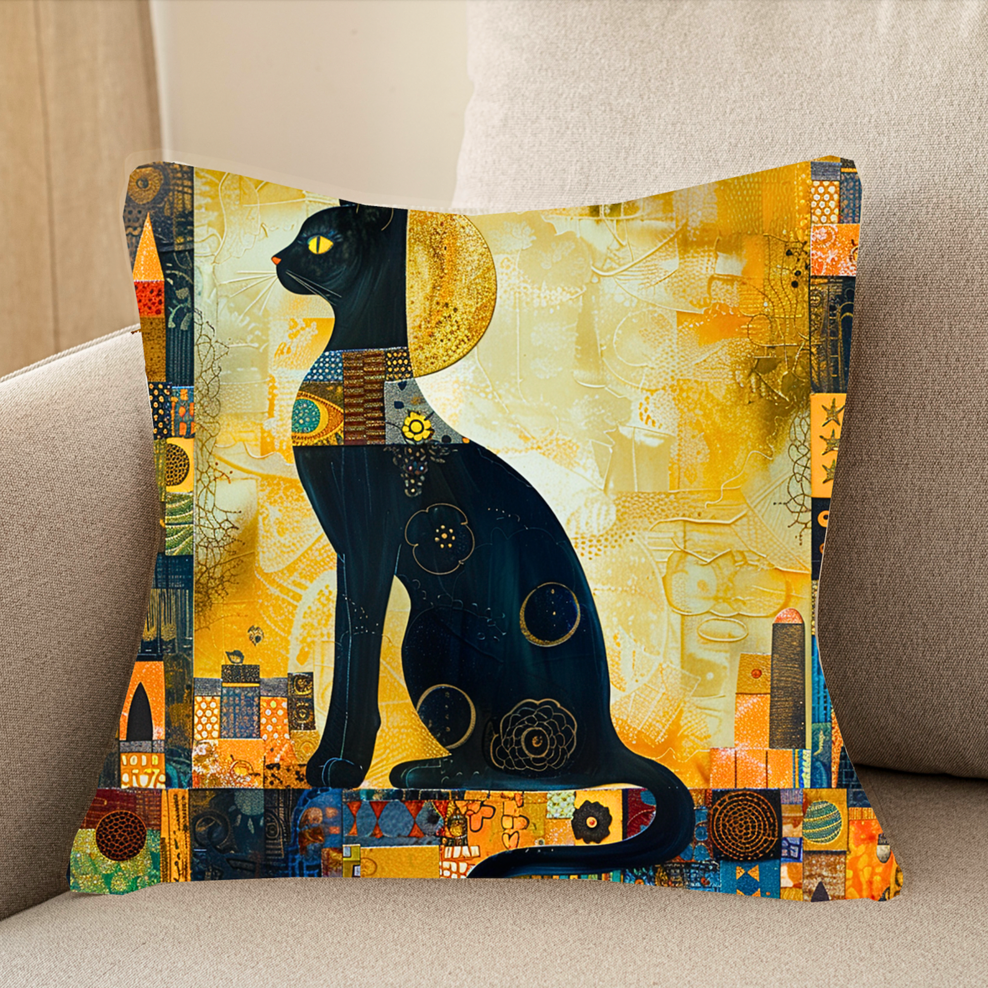 Moonlit Cat Silhouette Cushions Covers