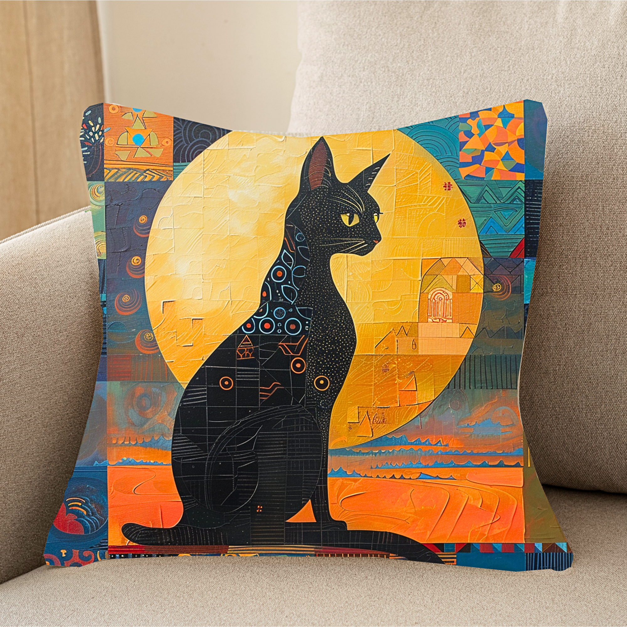 Moonlit Cat Silhouette Cushions Covers