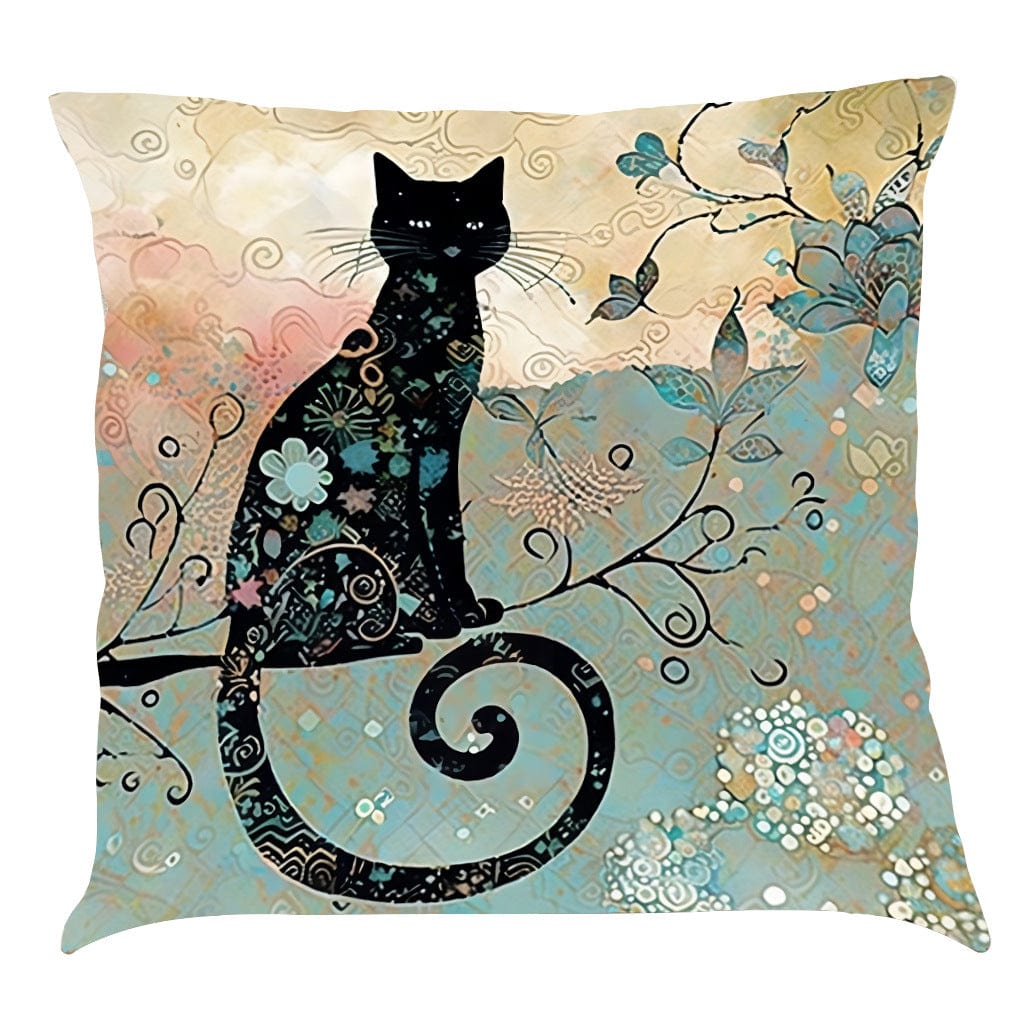 Vintage Black Cat Pillow Case