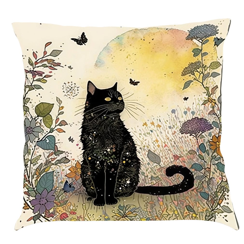 Vintage Black Cat Pillow Case