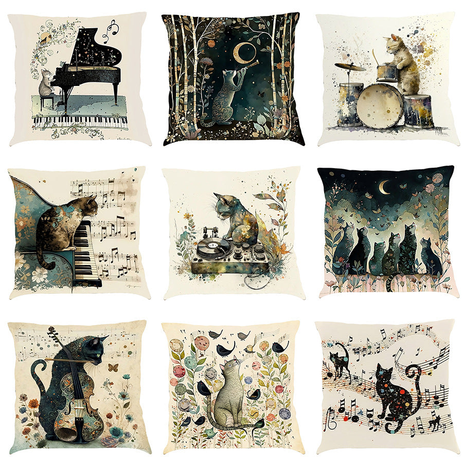 Musician Cat Cushion Covers