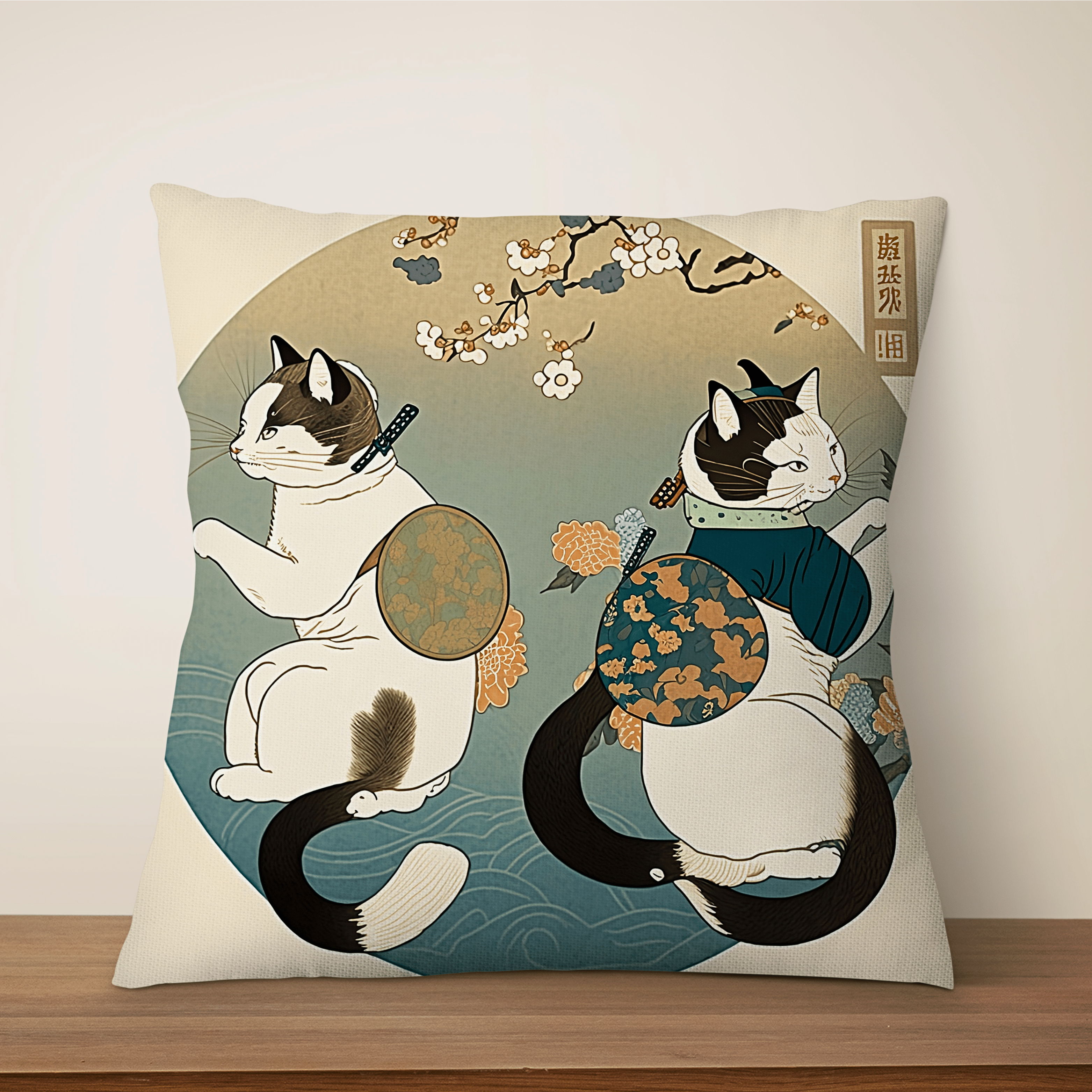 Japanese Art Cat Cushion Covers