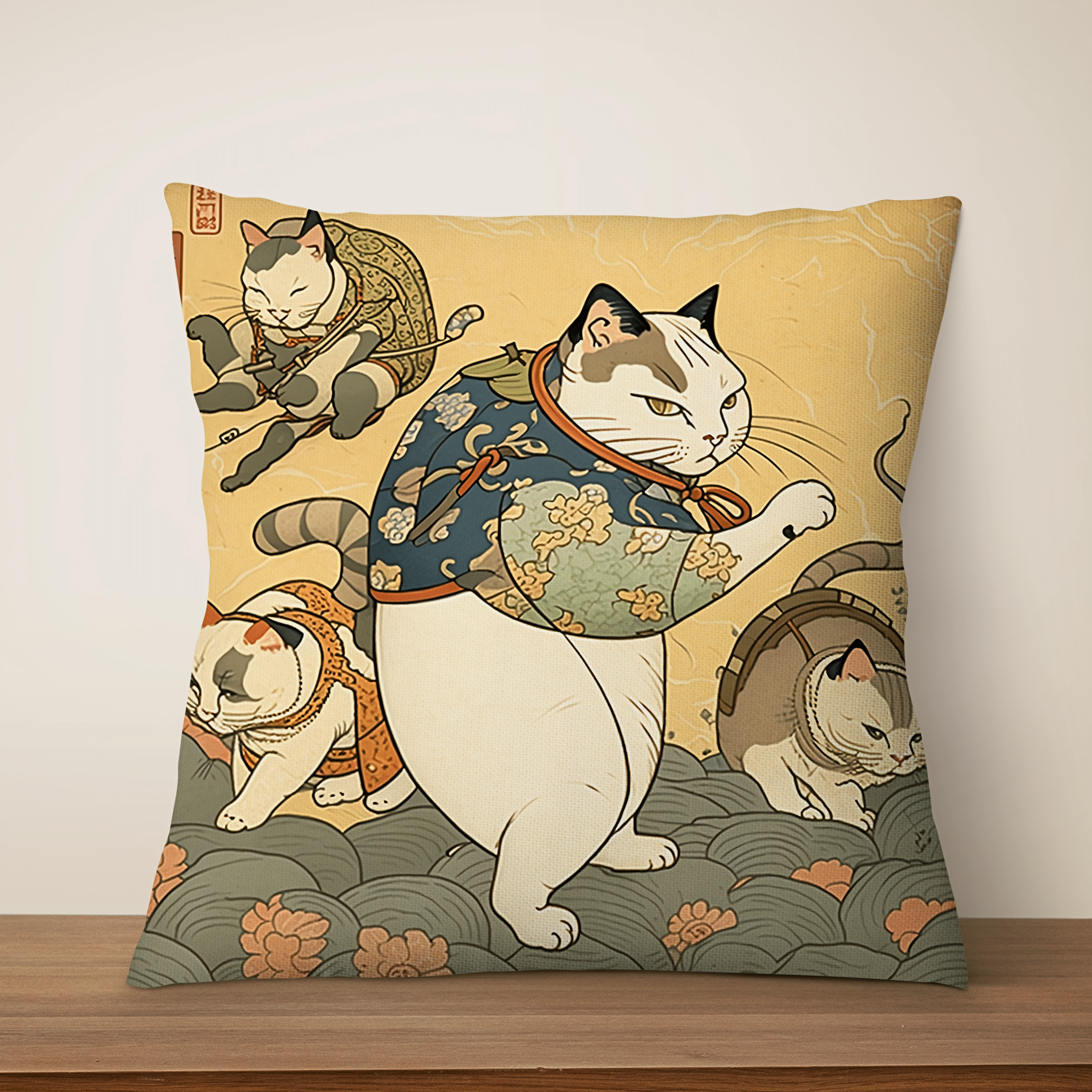 Japanese Art Cat Cushion Covers