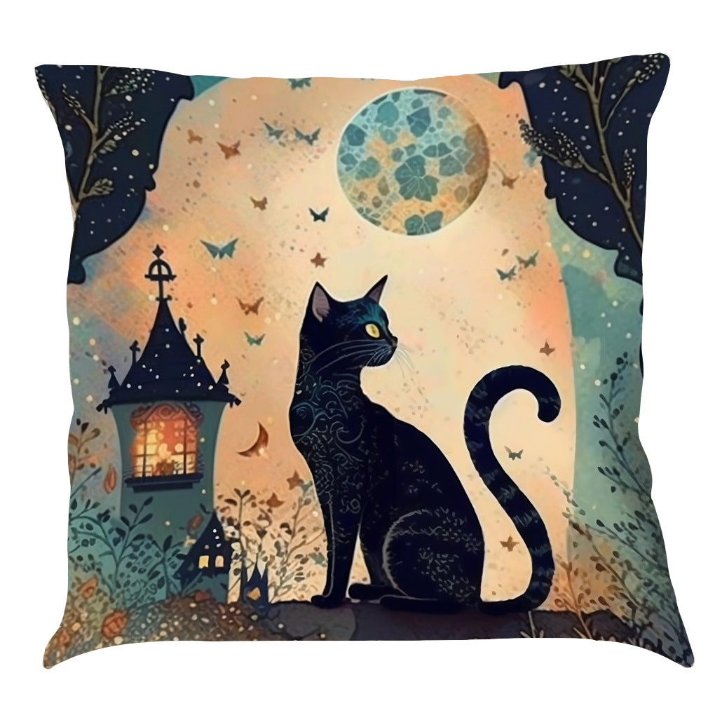 Mid-Century The Black Cat Cushion Cover