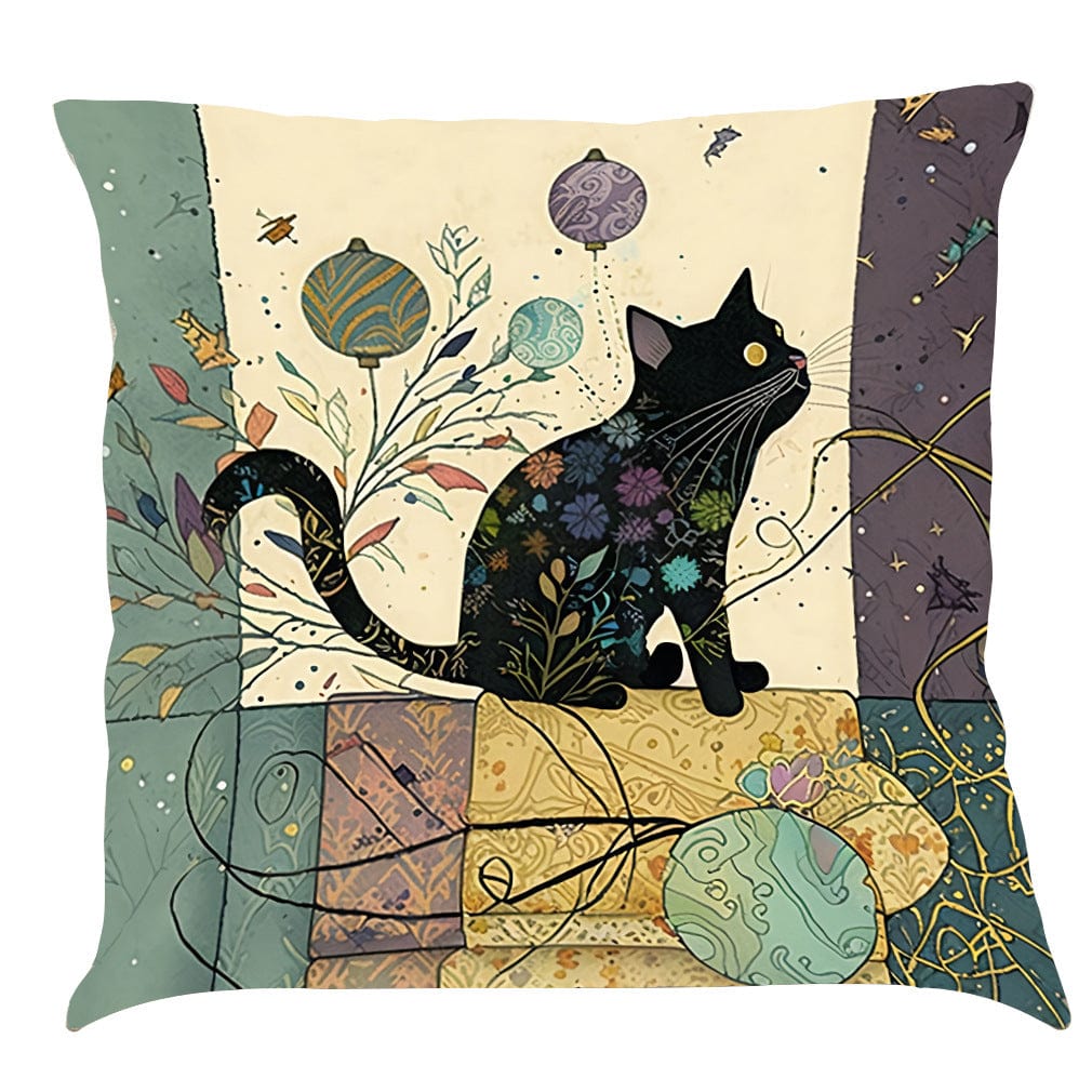 Vintage Black Cat Pillow Case