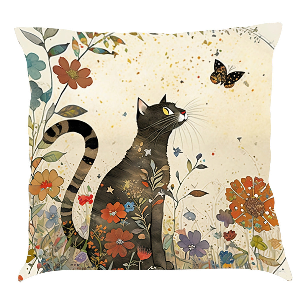 Mid-Century The Black Cat Cushion Cover