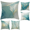 Marble Turquoise and Gold Silver Cushion Cover