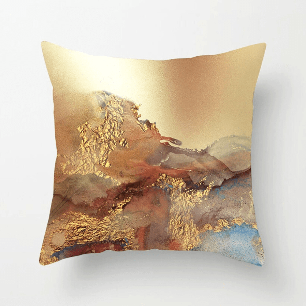 Abstract Teal Blue and Gold Cushion Covers