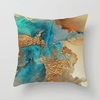 Abstract Teal Blue and Gold Cushion Covers