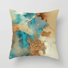 Abstract Teal Blue and Gold Cushion Covers