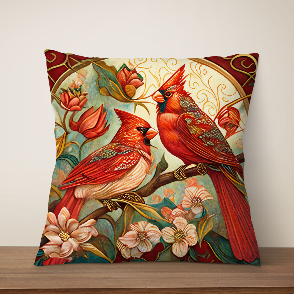 Lucky Red Cardinal Bird Cushion Covers