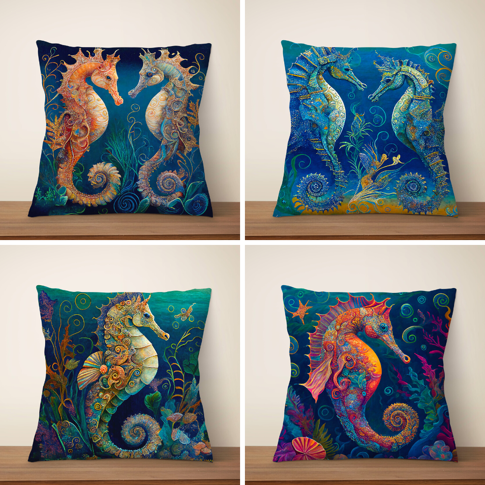 Sea Horse Art Cushion Covers