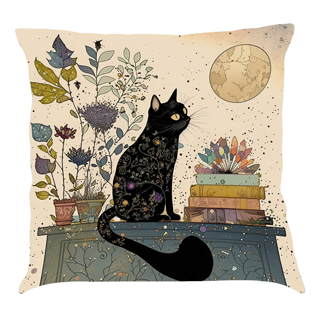 Mid-Century The Black Cat Cushion Cover