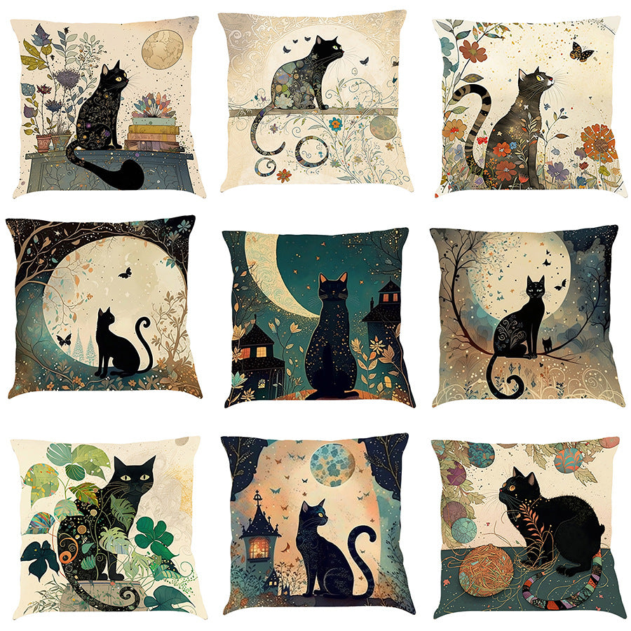 Mid-Century The Black Cat Cushion Cover