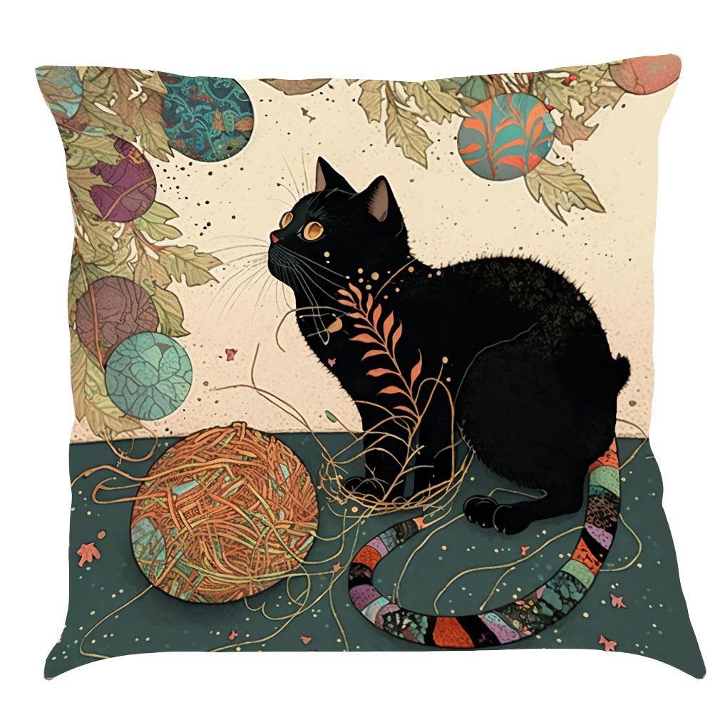 Mid-Century The Black Cat Cushion Cover