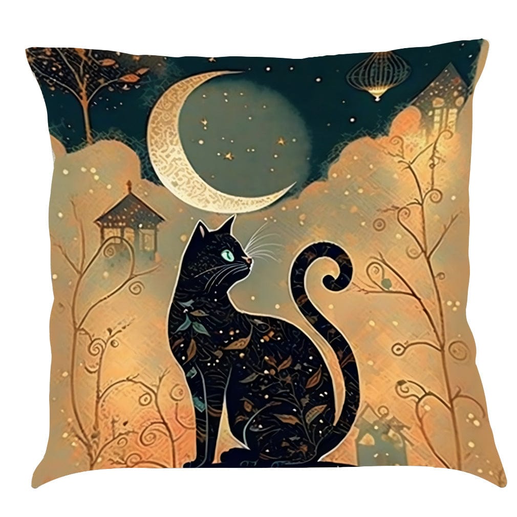 Vintage Black Cat Pillow Case