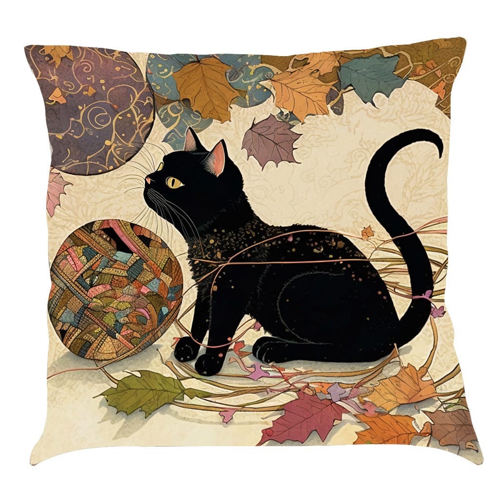 Vintage Black Cat Pillow Case